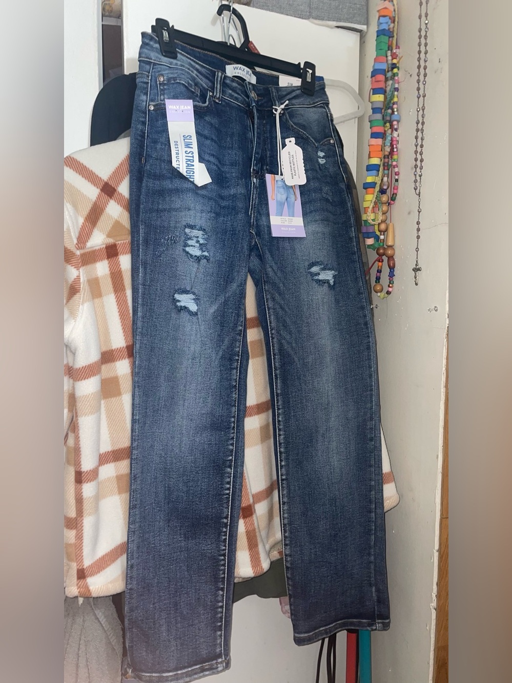 New womens 5/27 slim straight wax jeans